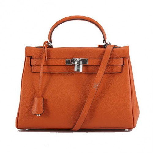 Torebki Hermes Kelly 32 cm Togo Leather 6018 Orange Silver