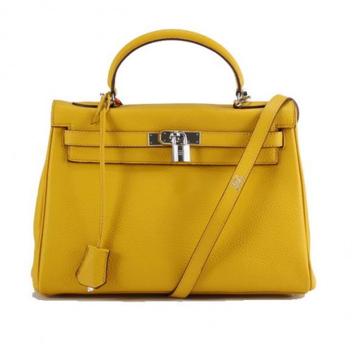 Torebki Hermes Kelly 32 cm Togo Leather 6018 Yellow Silver