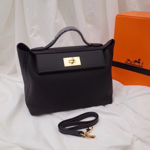 Hermes Kelly togo skórzana torba typu tote bag H2424 czarna