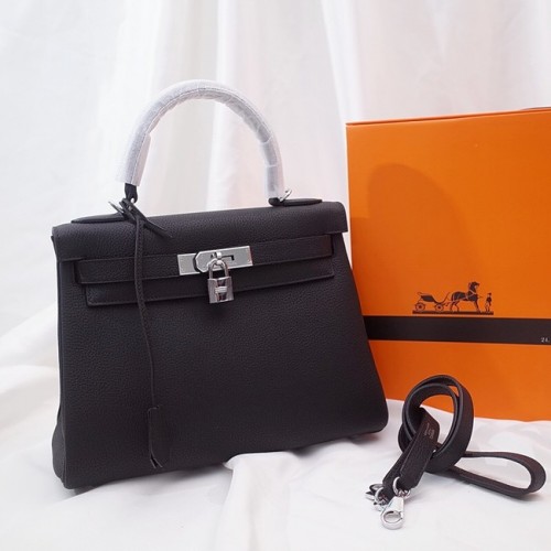 Torba na ramię Hermes Kelly Original TOGO Leather KY3255 czarna
