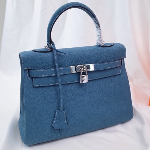 Torba na ramię Hermes Kelly Original TOGO Leather KY3255 niebieska