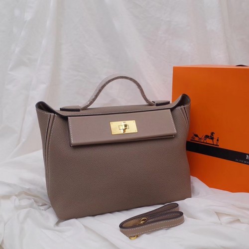 Hermes Kelly togo skórzana torba typu tote bag H2424 szara