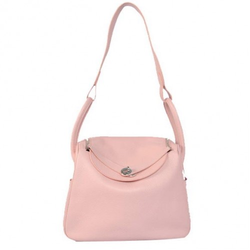 Torebki Hermes Lindy 30CM Havanne 1057, różowa skóra, srebrne okucia