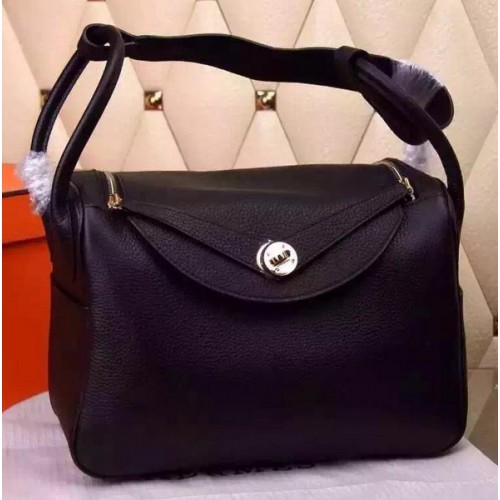 Hermes Lindy 30CM skórzana torba na ramię H0881 czarna