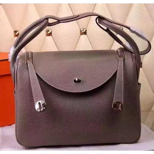 Hermes Lindy 30CM skórzana torba na ramię H0881 szara