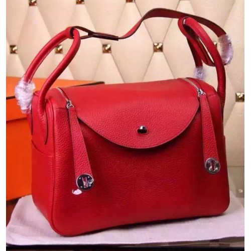 Hermes Lindy 30CM skórzana torba na ramię H0881 czerwona