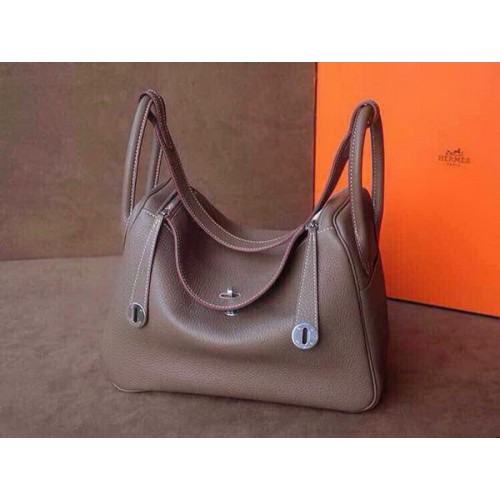 Hermes Lindy 30CM Oryginalna skórzana torba na ramię HLD30 Ciemnoszara