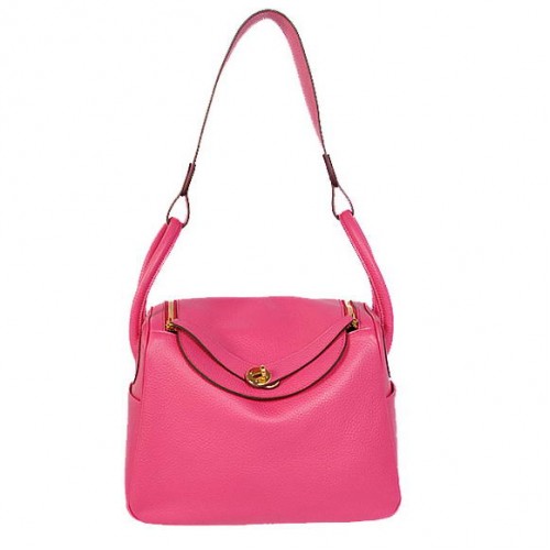 Torebki Hermes Lindy 30CM Havanne 1057 Peach Leather Golden Hardware