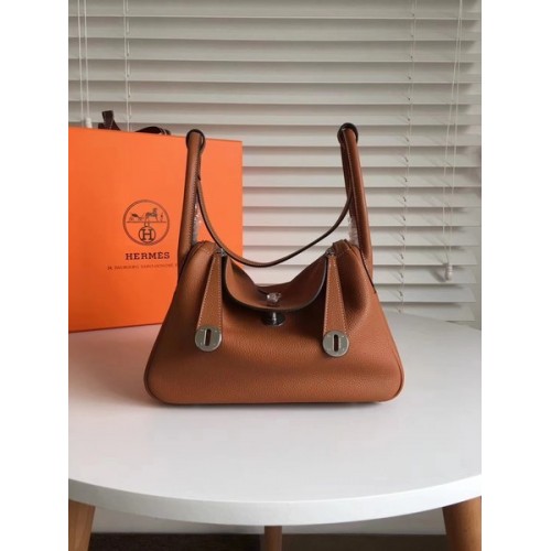 Hermes Lindy Original Togo Leather Bag 5086 Brown