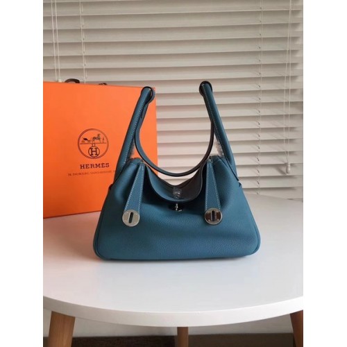 Hermes Lindy Original Togo Leather Bag 5086 Granatowy