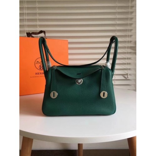 Hermes Lindy Original Togo Leather Bag 5086 Green