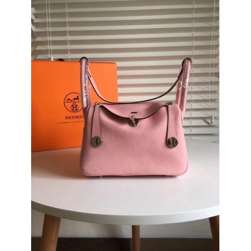 Hermes Lindy Original Togo Leather Bag 5086 Pink