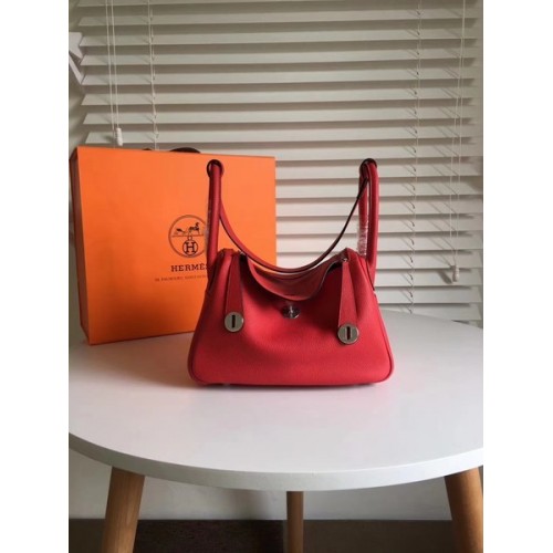 Hermes Lindy Original Togo Leather Bag 5086 Red