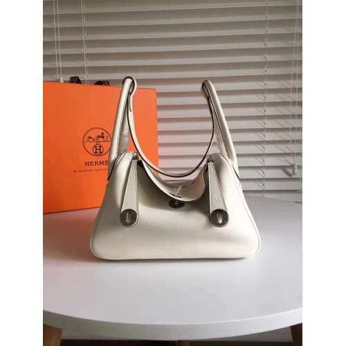 Hermes Lindy Original Togo Leather Bag 5086 White