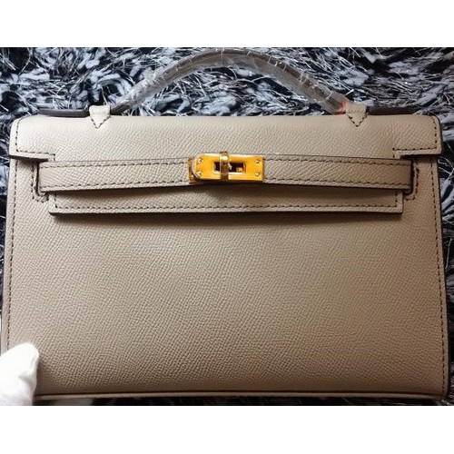 Torba typu tote Hermes MINI Kelly 22 cm ze skóry cielęcej K011 w kolorze szarym