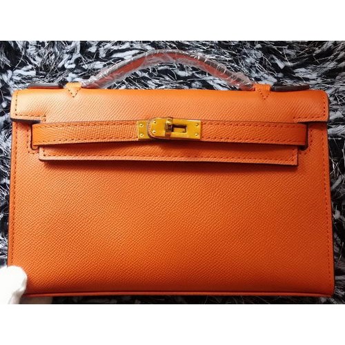Hermes MINI Kelly 22cm Torba typu tote ze skóry cielęcej K011 Pomarańczowa