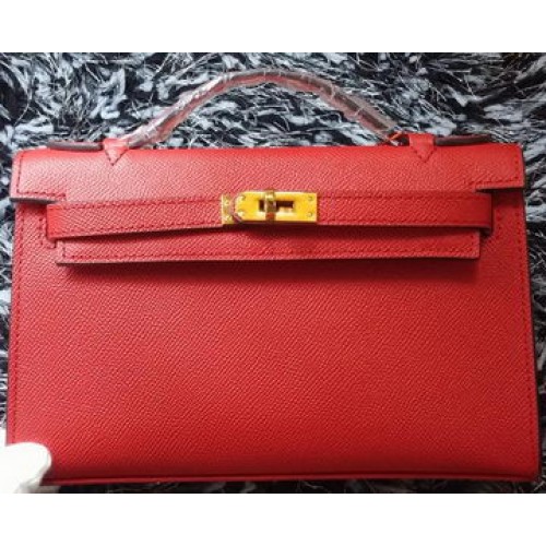 Hermes MINI Kelly 22cm Torba typu tote ze skóry cielęcej K011 Czerwona