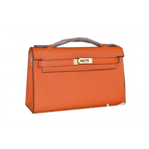 Hermes MINI Kelly 22cm Torba typu tote ze skóry cielęcej w kolorze pomarańczowym