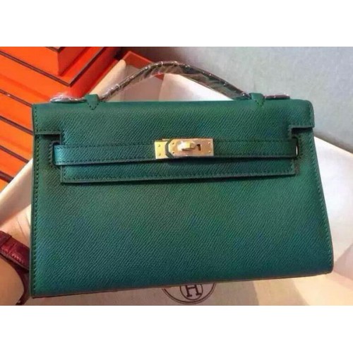 Hermes MINI Kelly 22cm Torba typu tote ze skóry cielęcej K22 Ciemnozielona