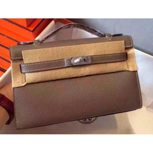 Hermes MINI Kelly 22cm Torba typu tote ze skóry cielęcej K22 Szara
