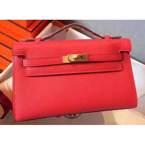 Hermes MINI Kelly 22cm Torba typu tote ze skóry cielęcej K22 Czerwona