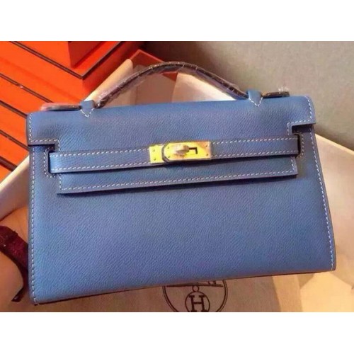 Hermes MINI Kelly 22cm Torba typu tote ze skóry cielęcej K22 SkyBlue