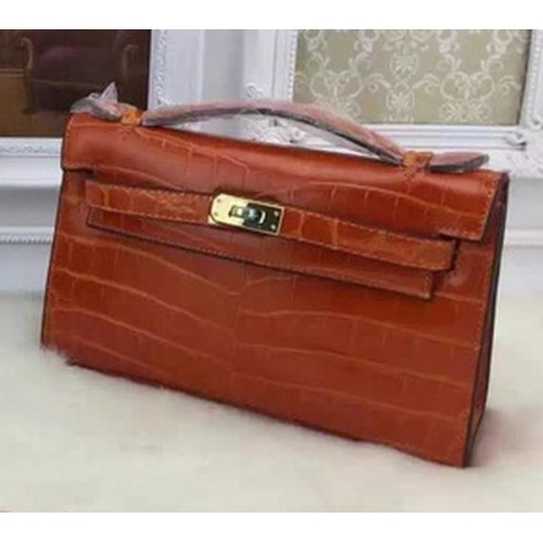 Hermes MINI Kelly 22cm Tote Bag ze skóry krokodyla KL22 Orange