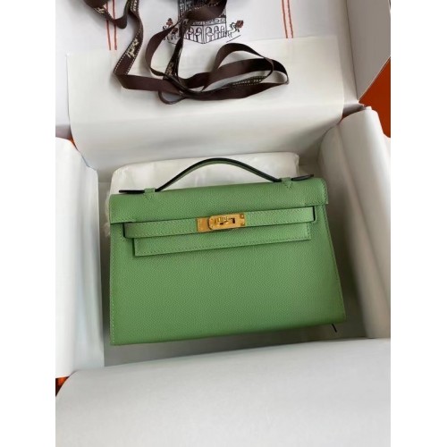 Hermes Original Epsom Leather KEL2278 zielono-złoty metal
