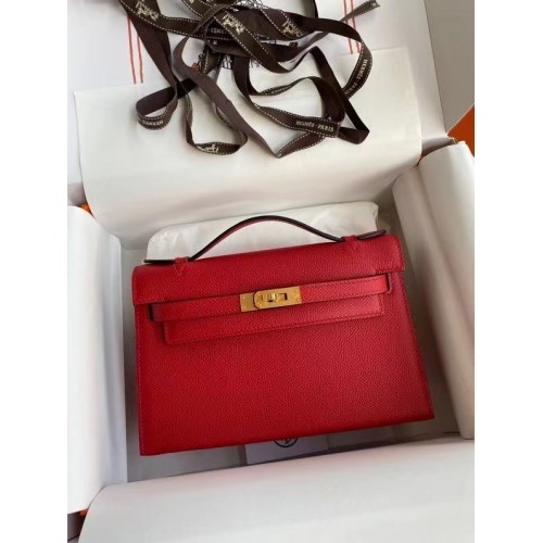 Hermes Original Epsom Leather KEL2278 w odcieniach czerwieni i złota, metal