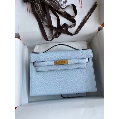 Hermes Original Epsom Leather KEL2278, metal w odcieniu błękitu i złota