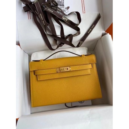 Hermes Original Epsom Leather KEL2278 w odcieniu żółtego i złota