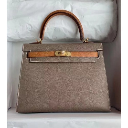 Hermes Original Epsom Leather KEL2578 szaro-brązowy