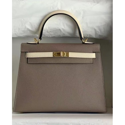 Hermes Original Epsom Leather KEL2578 szaro-kremowy