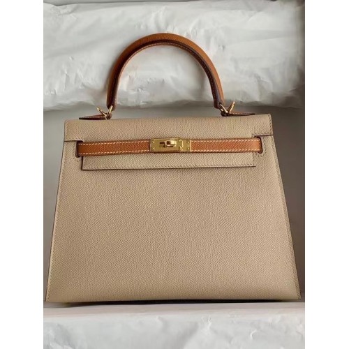 Hermes Original Epsom Leather KEL2578 jasnoszary i brązowy