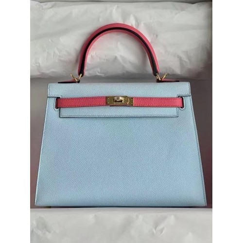 Hermes Original Epsom Leather KEL2578 skyblue&pink