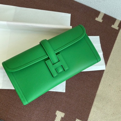 Oryginalna kopertówka Hermes Espom Leather Clutch 37088 Bamboo green