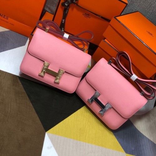Oryginalna skórzana torebka Hermes Espom Constance 5333 w kolorze różowym
