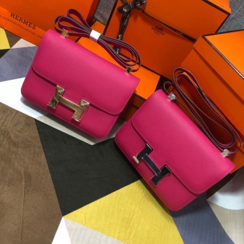 Oryginalna skórzana torebka Hermes Espom Constance 5333 w kolorze fioletowo-czerwonym