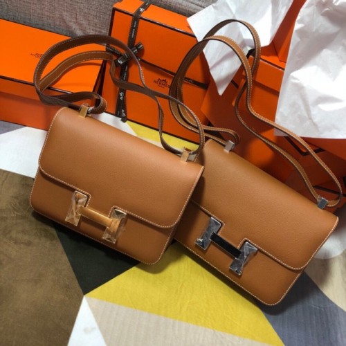 Oryginalna skórzana torebka Hermes Espom Constance 5333 brązowa