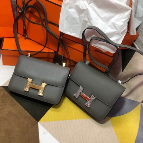 Oryginalna torebka Hermes Espom Leather Constance 5333 ciemnoszara