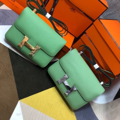 Oryginalna torebka Hermes Espom Leather Constance 5333 jasnozielona