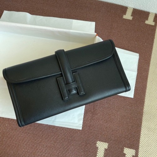 Hermes Original Jige Swift Leather Clutch 37088 black