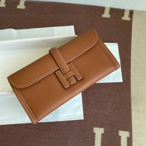 Hermes Original Jige Swift Leather Clutch 37088 brown