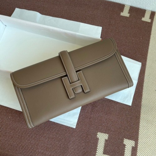 Hermes Original Jige Swift Leather Clutch 37088 ciemnoszary
