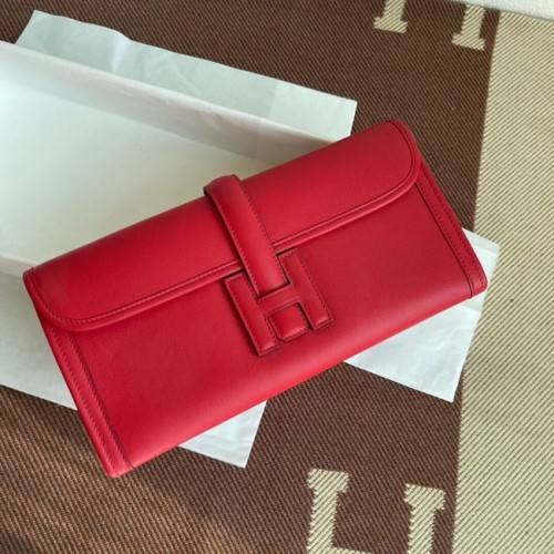 Hermes Original Jige Swift Leather Clutch 37088 red