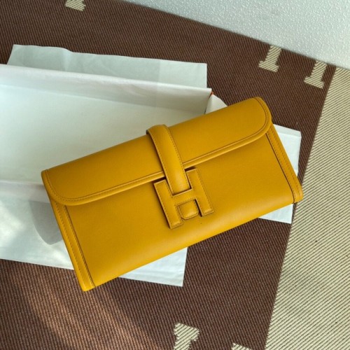 Hermes Original Jige Swift Leather Clutch 37088 yellow