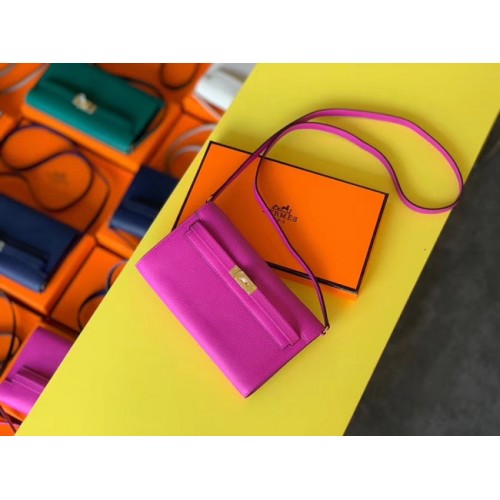 Hermes Oryginalna torebka Kelly Espom Leather To Go WOC H4087 Purplish red