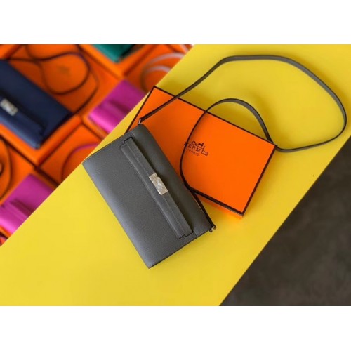 Hermes Oryginalna torba Kelly Espom Leather To Go WOC Bag H4087 w kolorze szarym