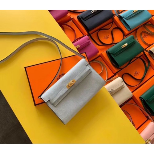 Hermes Original Kelly Espom Leather To Go Woc Bag H4087 jasnoniebieska