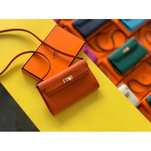 Hermes Original Kelly Espom Leather To Go Woc Bag H4087 orange